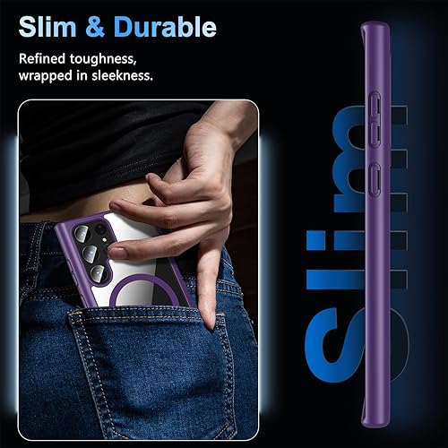 Miniatura 8 de Hensinple Funda magnética para Samsung Galaxy S22 Ultra, Galaxy S22 Ultra compatible con Magsafe Funda de carga inalámbrica translúcida trasera a