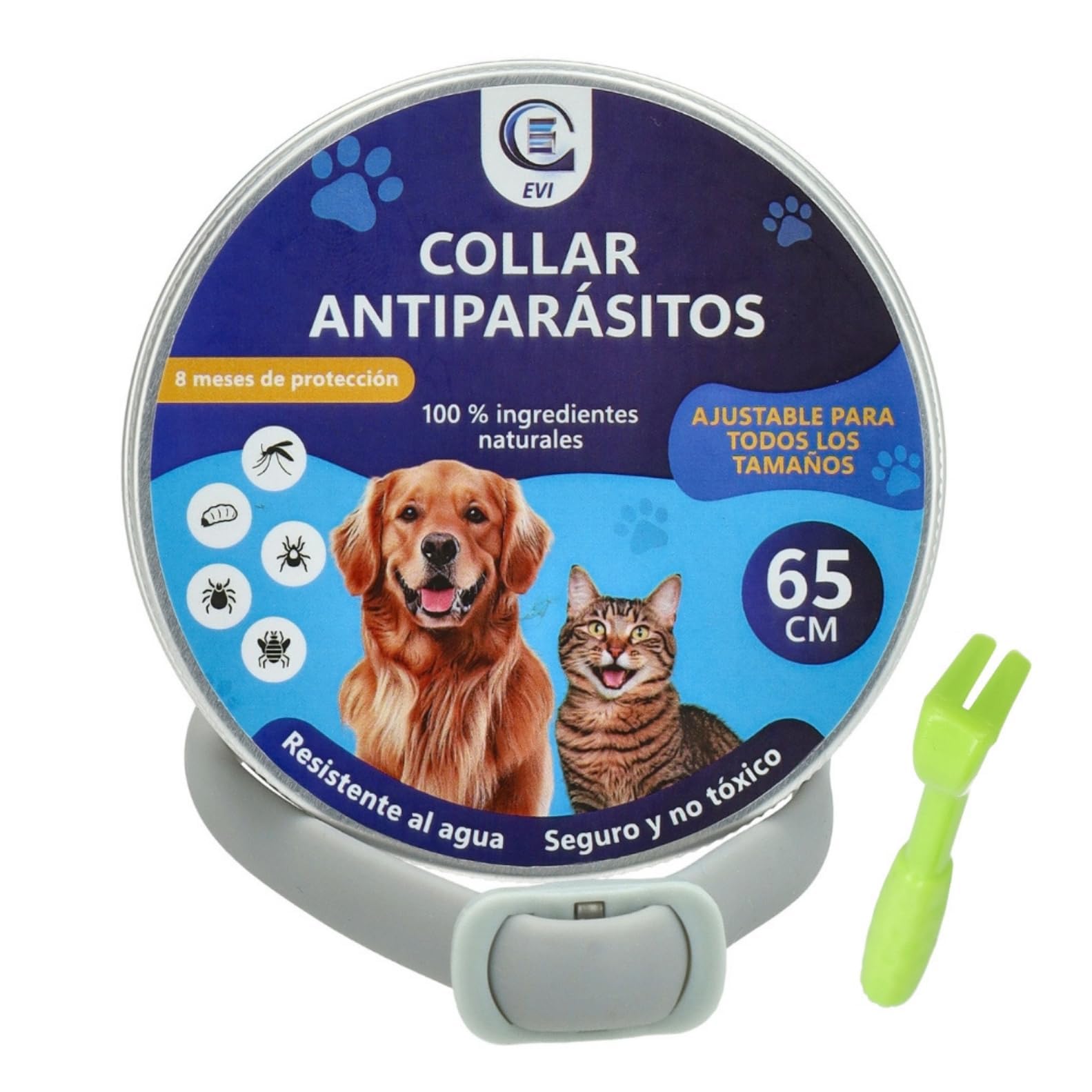 CE EVI Antiparasitic Collar for Dogs and Cats 65 cm Adjustable 8 Months