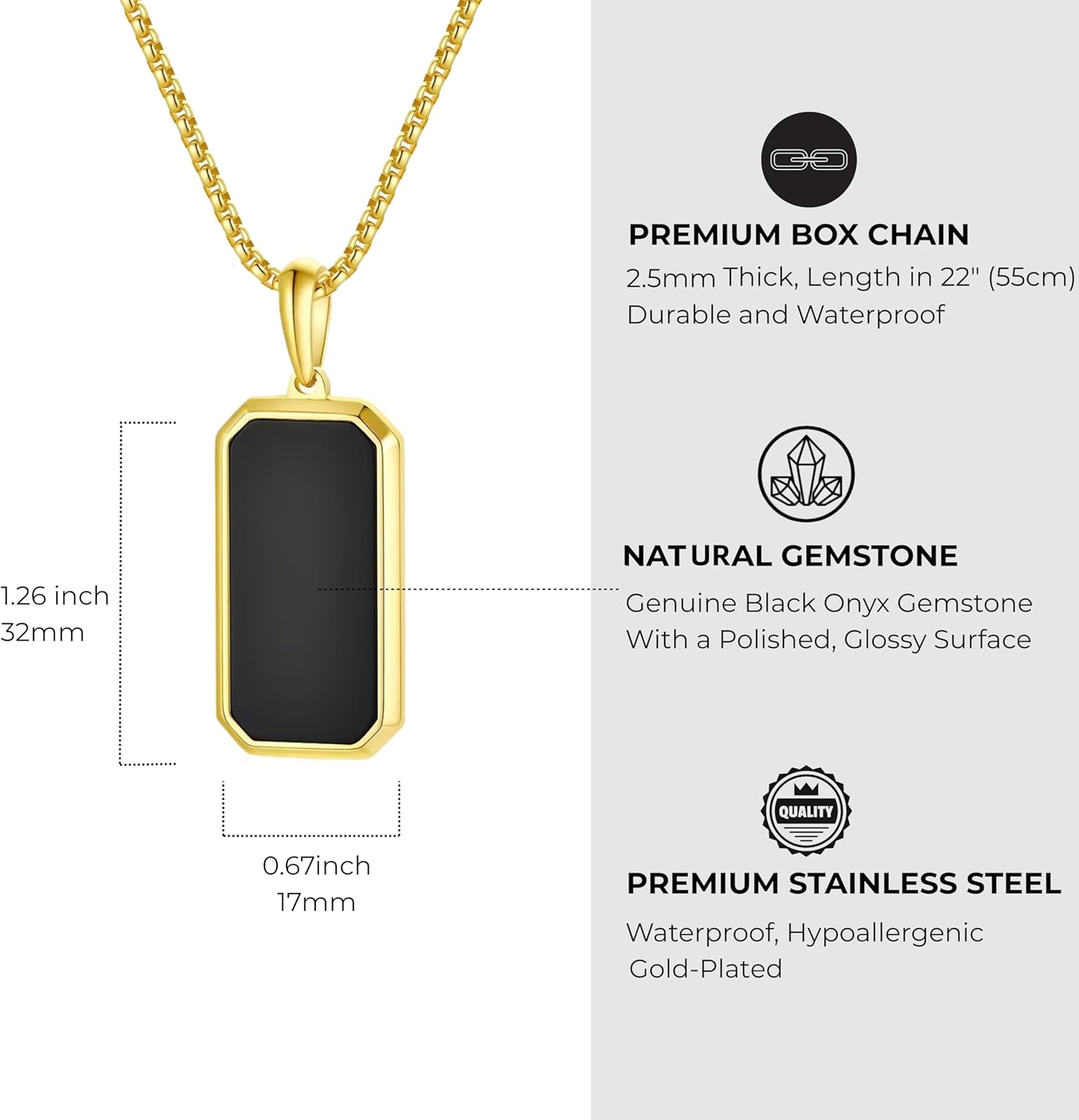 GAVU Men's Dog Tag Necklace, Crystal Pendant Necklace for Men - Image 3