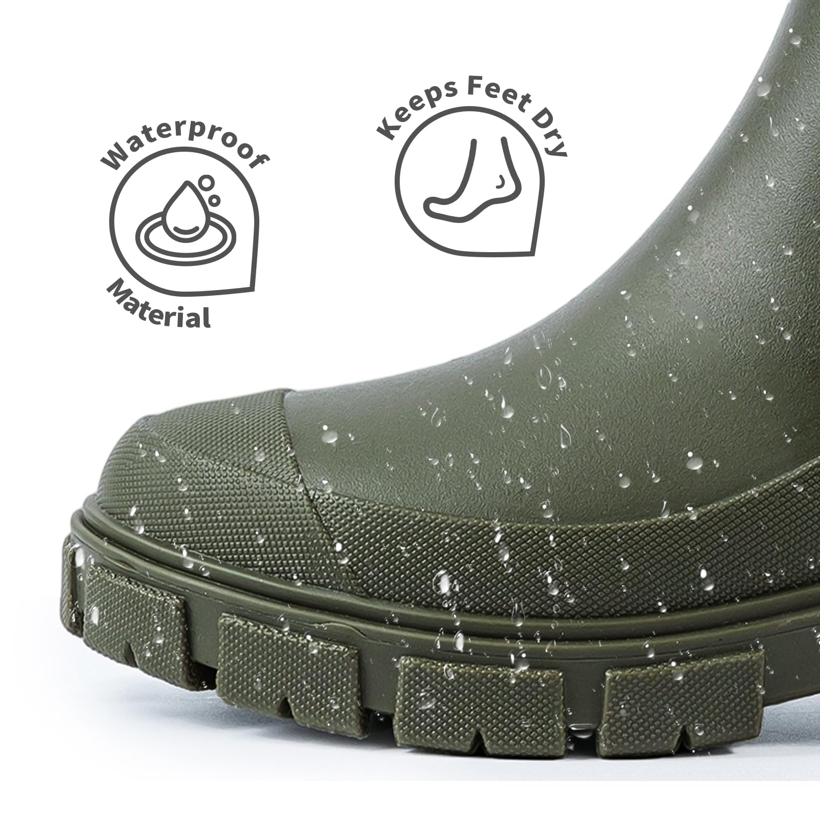 DRECAGE Botas de Agua Mujer Chelsea Lluvia Botines Impermeable Antideslizante Wellington Botas Jardín Trabajo Boots
