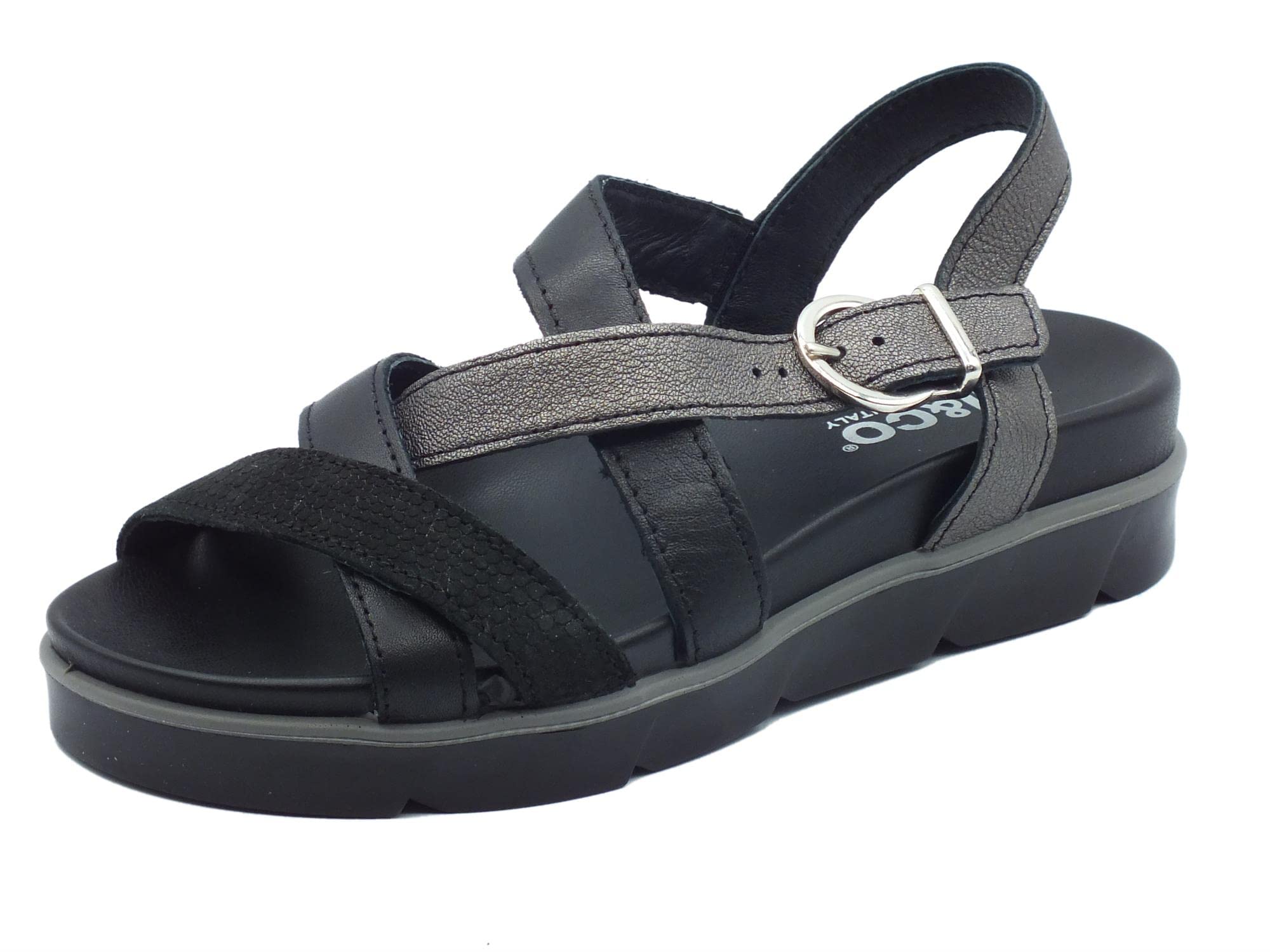 Sandali Donna IGI&CO In Pelle Nabuk Nero Con Zeppa Bassa - Eleganti E Comodi