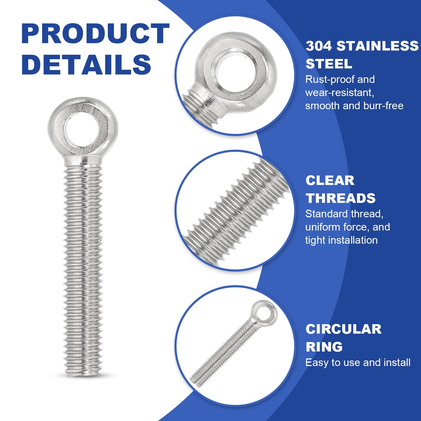 PATIKIL M10x67mm Lifting Shoulder Eye Bolts - Image 3