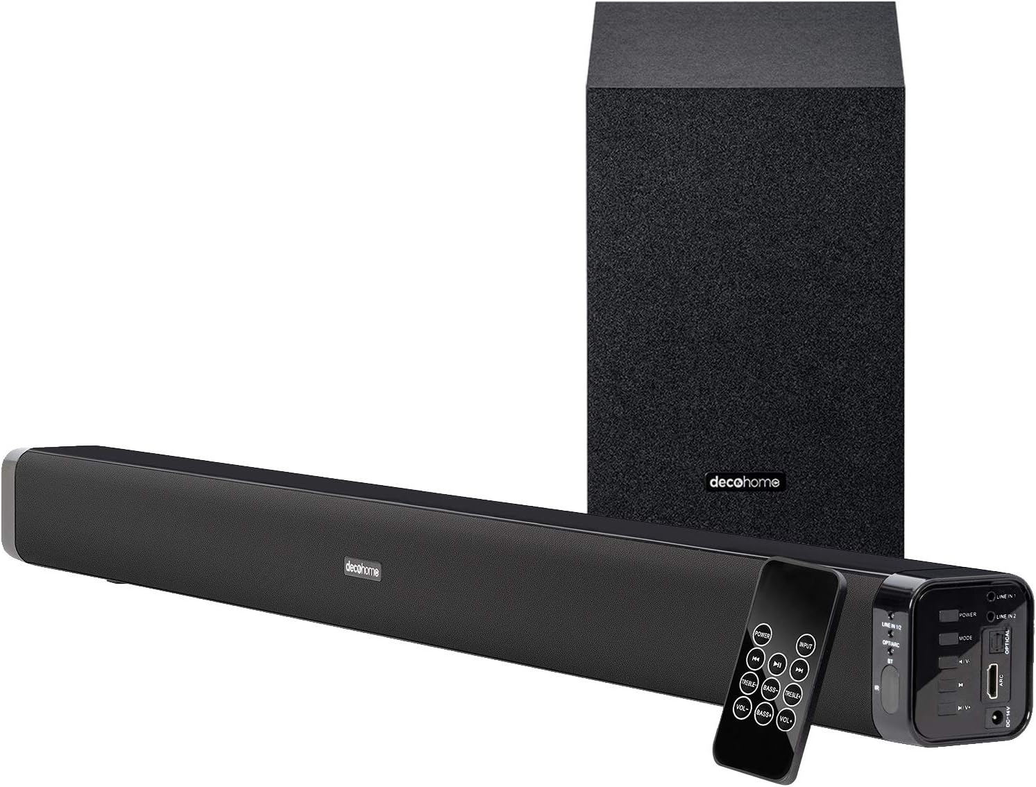 Deco Home 60W Soundbar with Subwoofer - Premium 2.1 Channel Audio - Wireless Connectivity