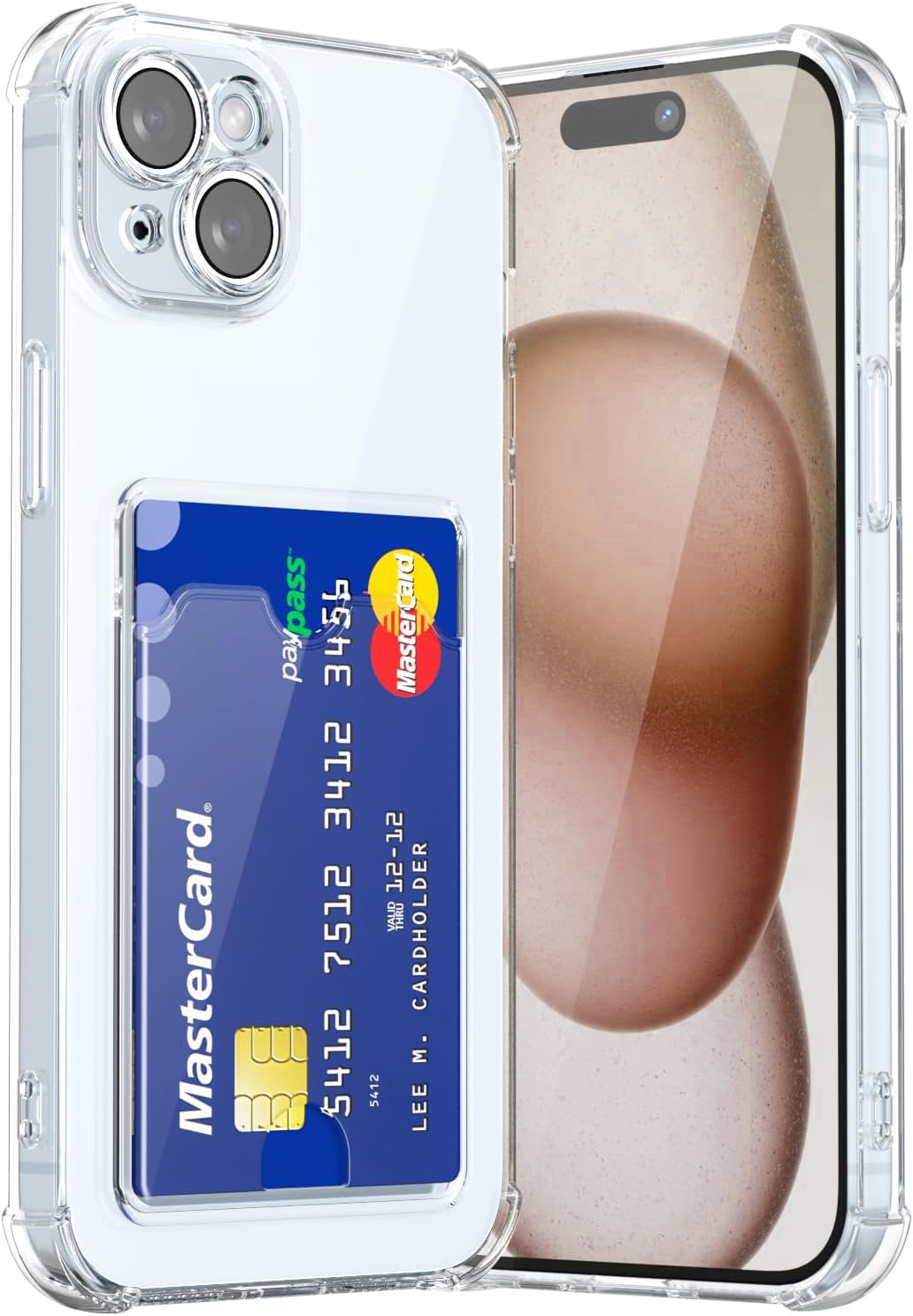 Amazon Basics Premium Shockproof Transparent TPU Back Case Cover with Built-in Slim Card Holder Wallet for Apple iPhone 15 - Clear (B0D5WGNK3K) Amazon Price History, Amazon Price Tracker