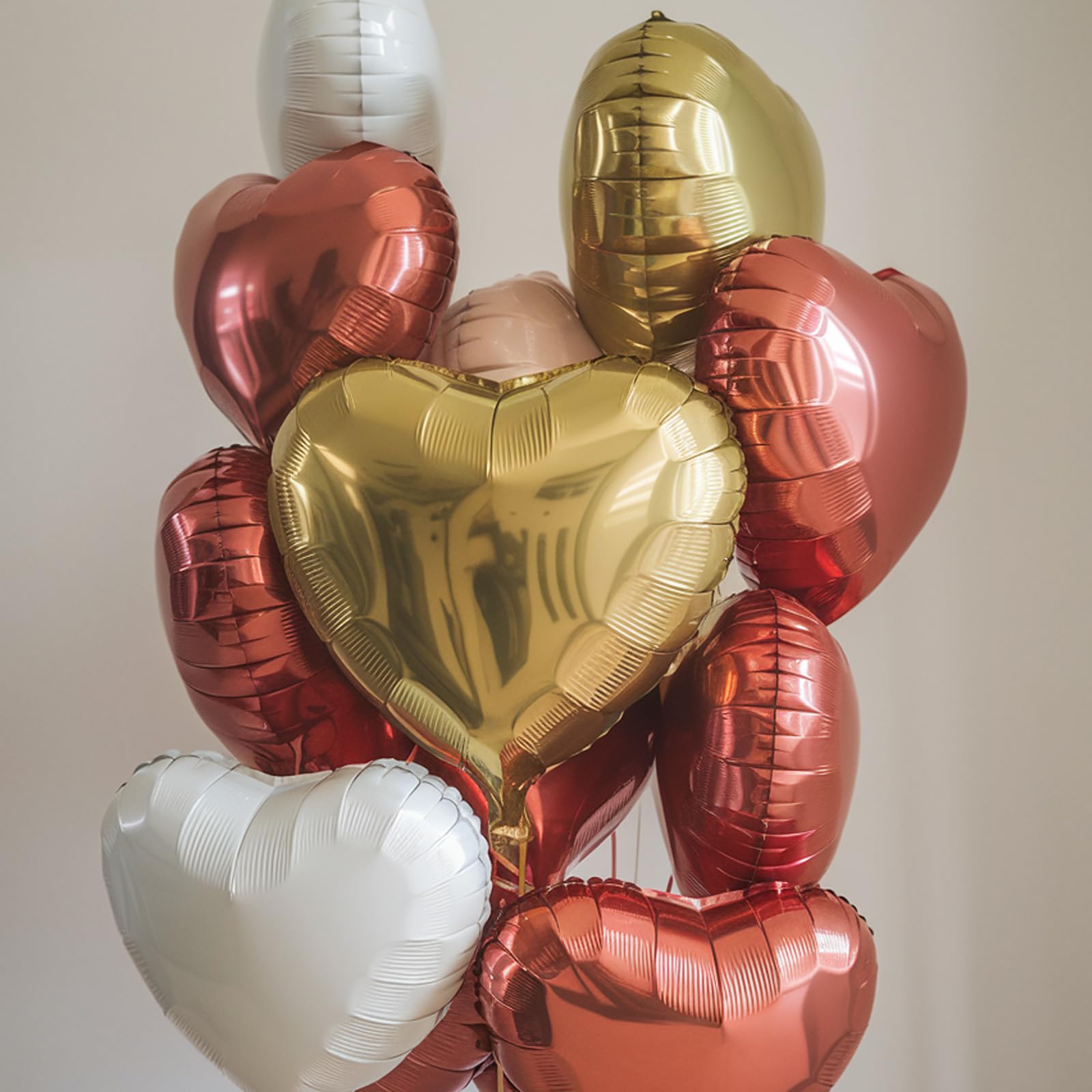 Czerwone złote balony w kształcie serca, 45 cm, czerwony, biały, szampański, złoty, 12 szt., jasnozłoty i biały hel, mylar, miłość, serce, balon na urodziny, baby shower, zaręczyny, wesele, dekoracja