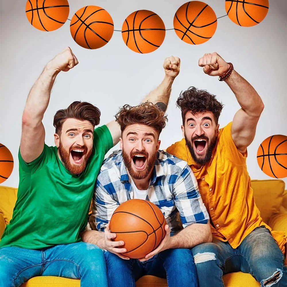 100Pcs Basketball Cutouts with 100Pcs Glue Points,Basketball Cut Outs Bulletin Board Decorations for Wall