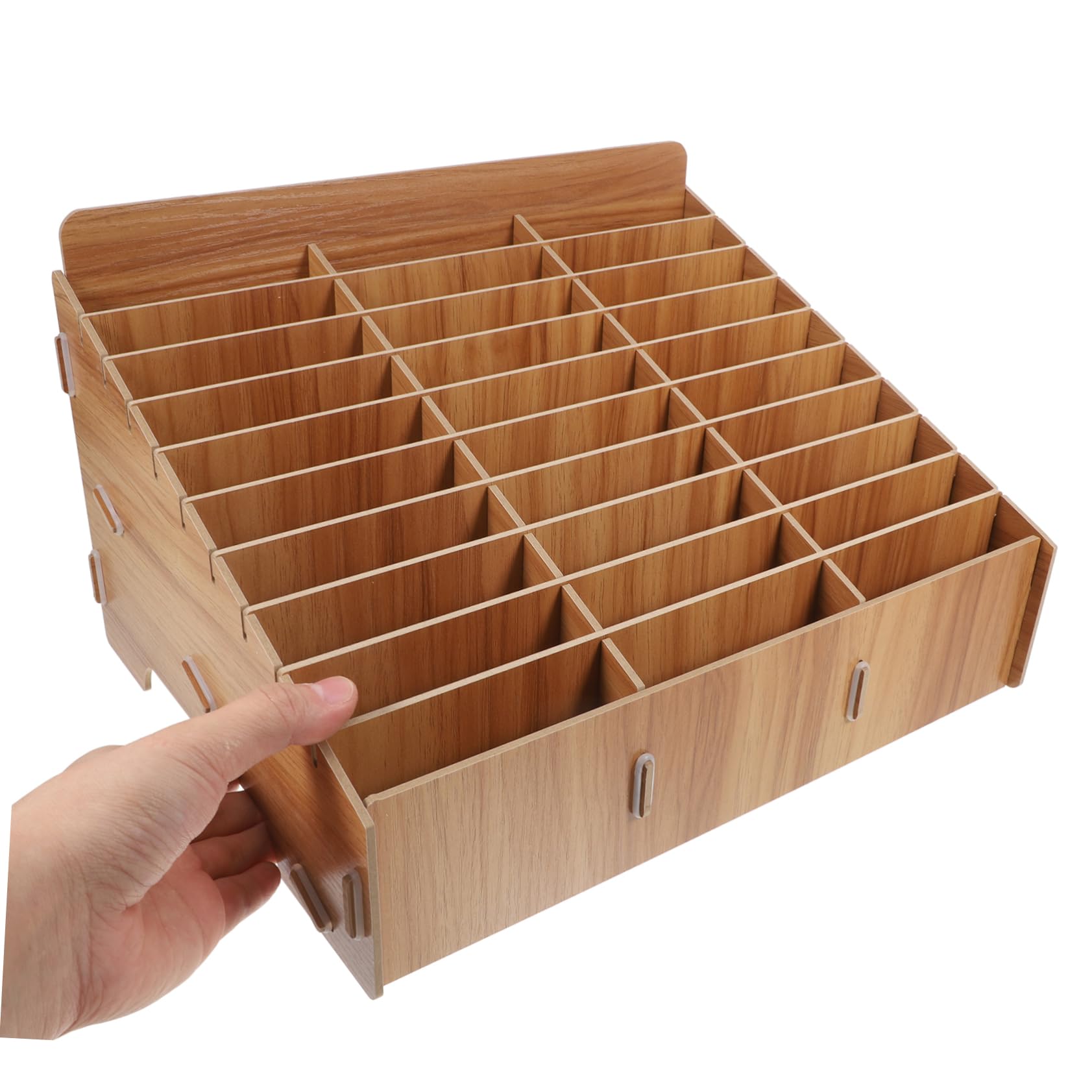 Operitacx 1pieza Caja Organizadora De Madera Para Móviles Soporte De Rejillas Para Teléfonos Almacenamiento Práctico y Elegante Para Reuniones