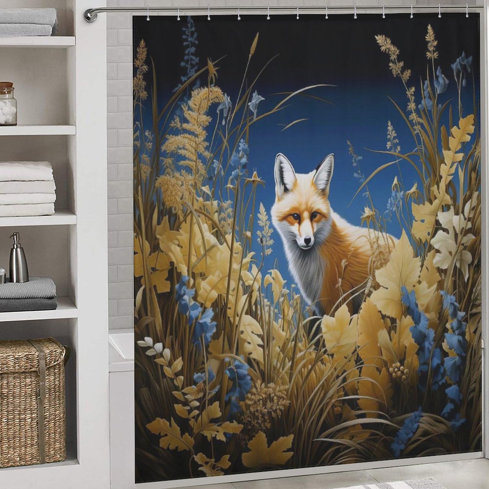 Rideau de douche imperméable 183x183 cm avec crochets pour baignoire