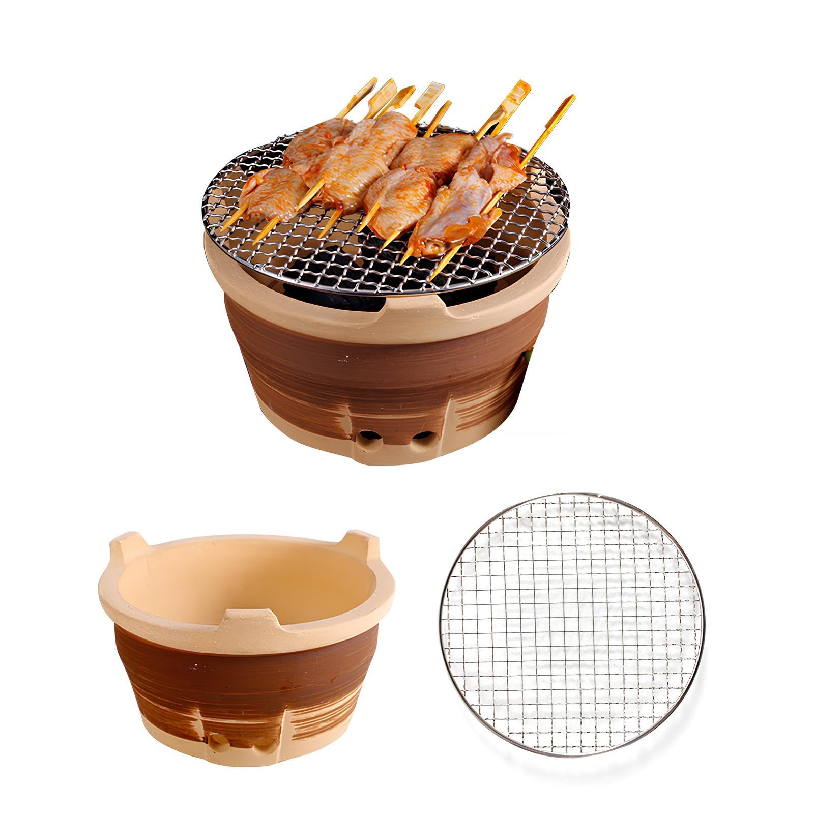 Przenośny grill na węgiel drzewny, do użytku wewnątrz i na zewnątrz, kompaktowy grill kempingowy, do gotowania na zewnątrz, tylnej klapy i podróży (M)