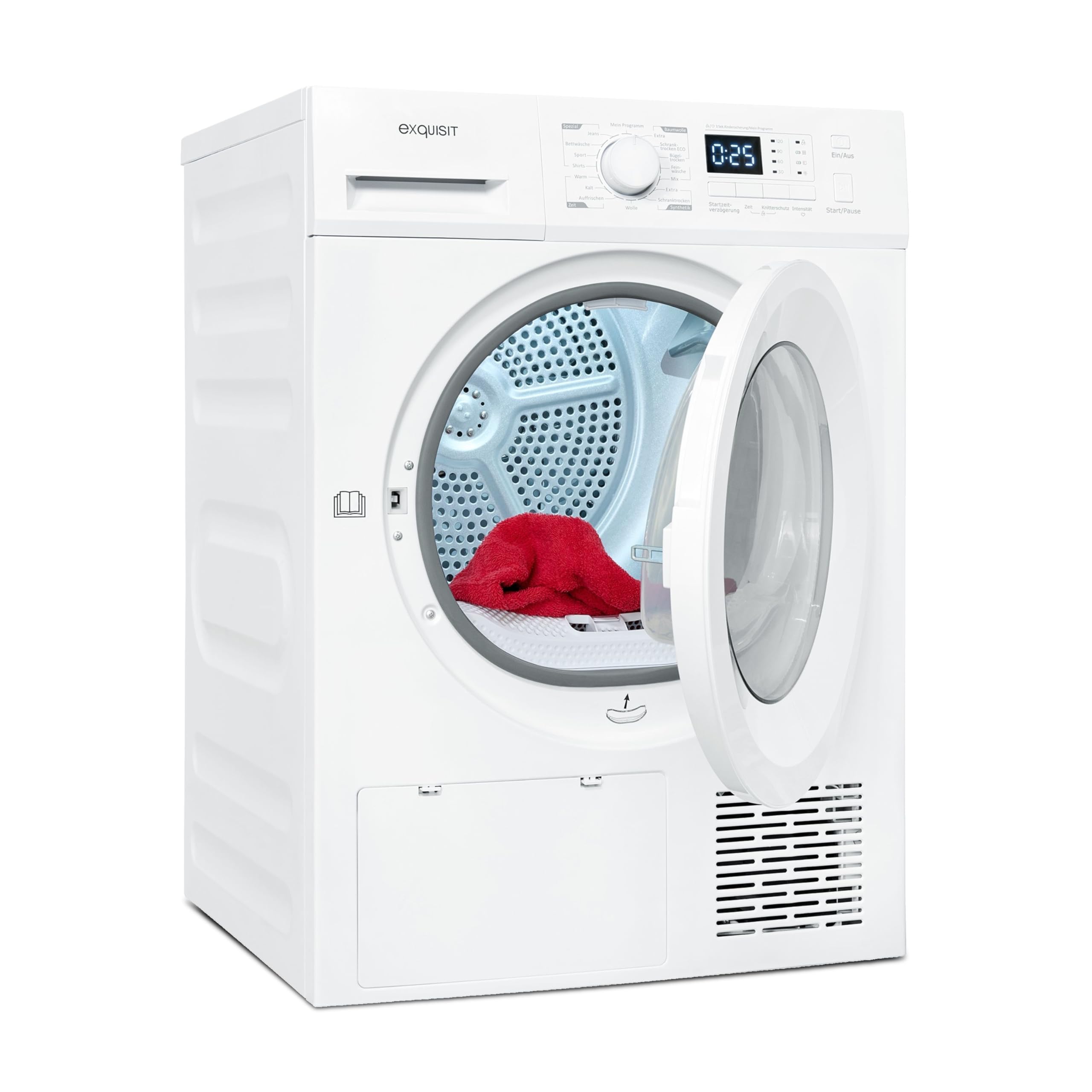Exquisit Sèche-linge à pompe à chaleur TWP803-030 blanc | 8 kg | A++ | 16 programmes | Protection anti-plis | Départ différé