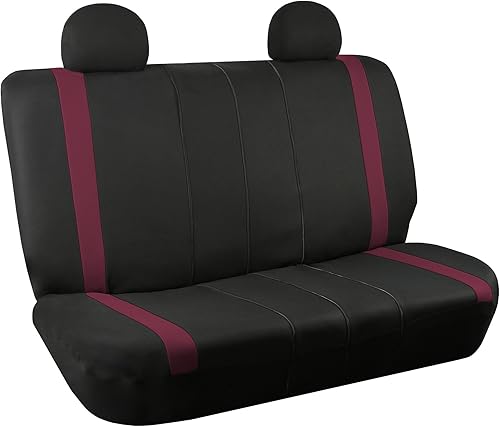 Vista 153 de FH Group - Juego completo de fundas de asiento de automóvil, de tela negra, ajuste universal, de asiento delantero de respaldo bajo y de asiento