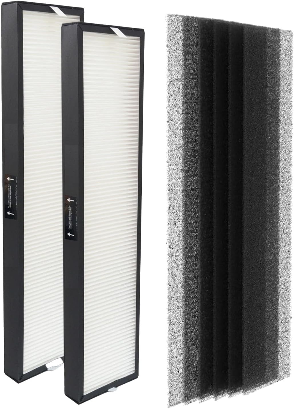 PUREBURG 182550 Replacement Filter Compatible with Bionair BAP536UV-U Air Purifier, 2-Pack H13 HEPA Activated Carbon Pre-Filters For Air Clean Dust VOCs Odor