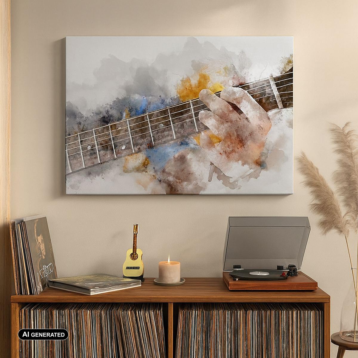Lienzo Decorativo 120x80cm Moderno Horizontal Cultura Personas - 3448 | Guitarra Música Cuadro sobre Lienzo Grande Arte mural Decoración del Hogar Salón Dormitorio Cocina Oficina Cuadros de Pared