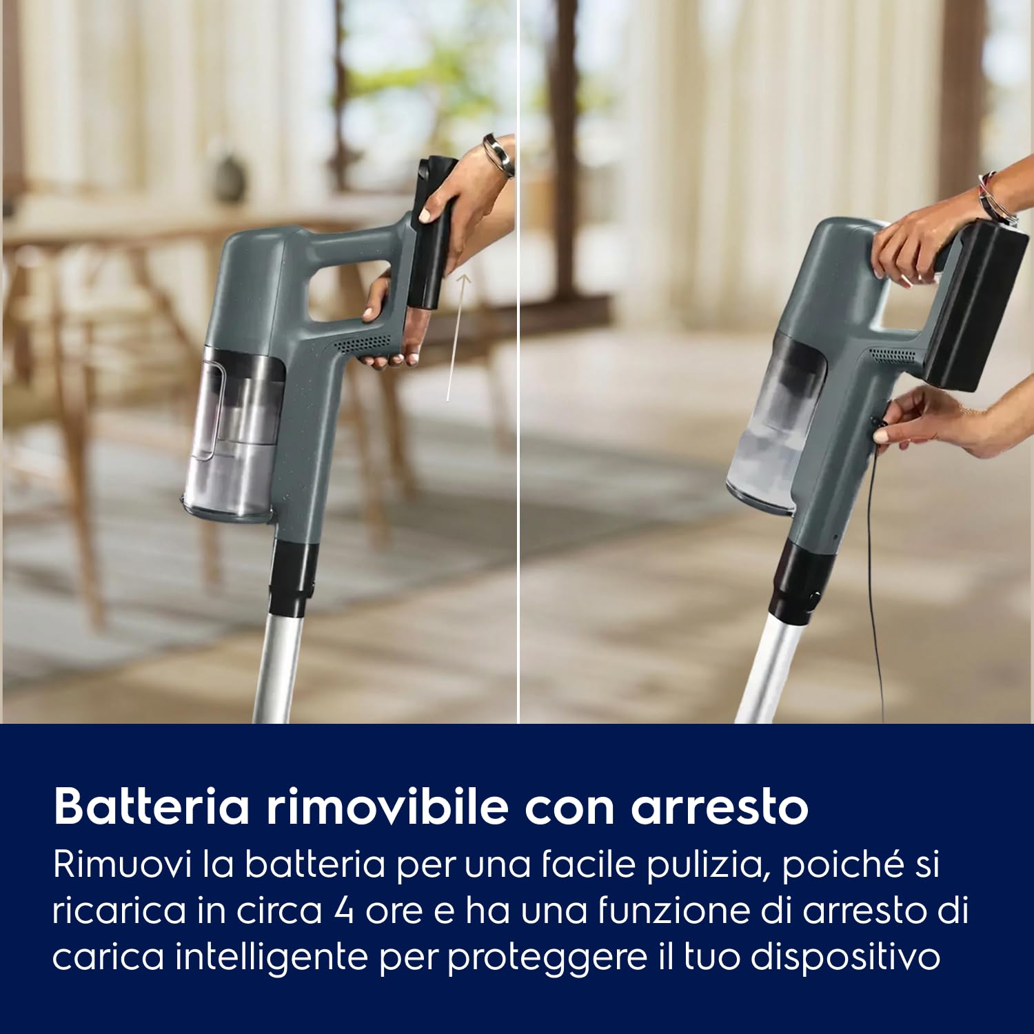Electrolux Aspirapolvere Senza Filo Serie Clean 600, 40 min di Autonomia, EP61CB21OG, Potente e Portatile, Spazzola Con Rullo Motorizzata, Spazzola Per La Polvere, Lancia con LED, 79 dB, Verde