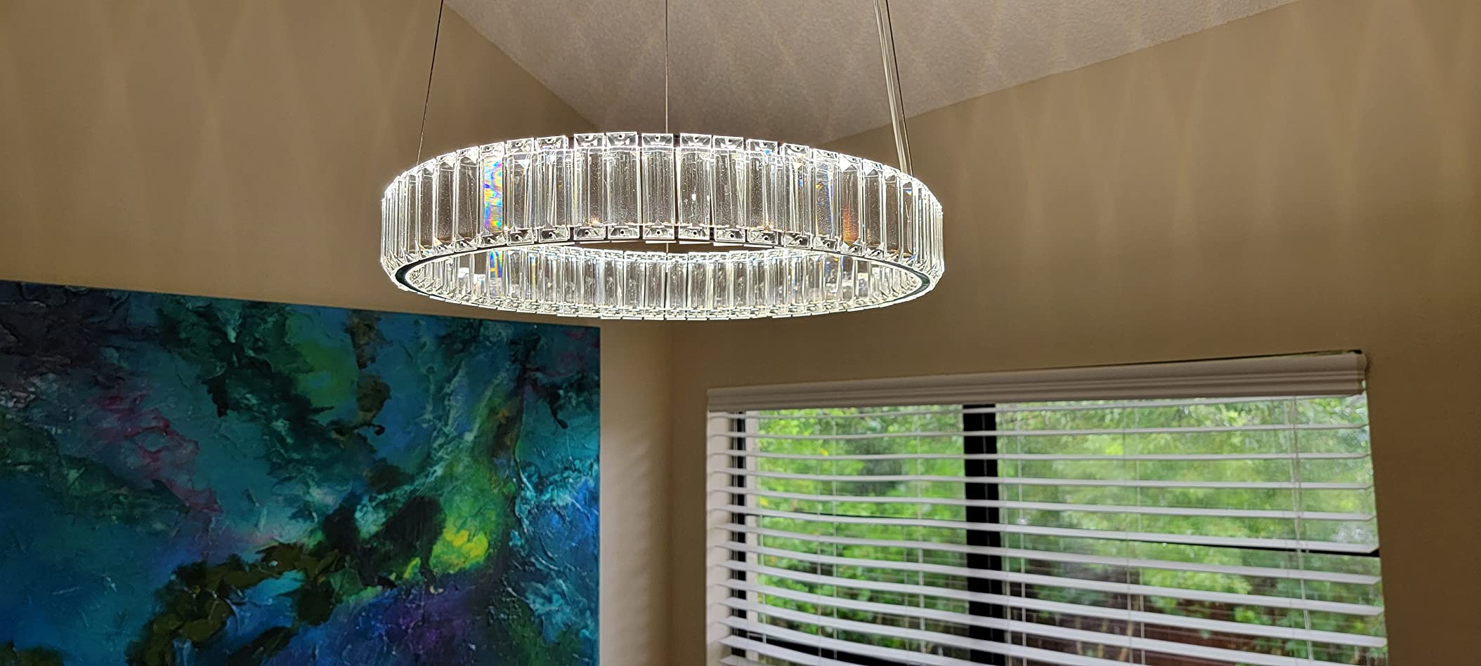 $36/mo - Finance yomay Modern Crystal Chandelier Gold Ring Pendant ...