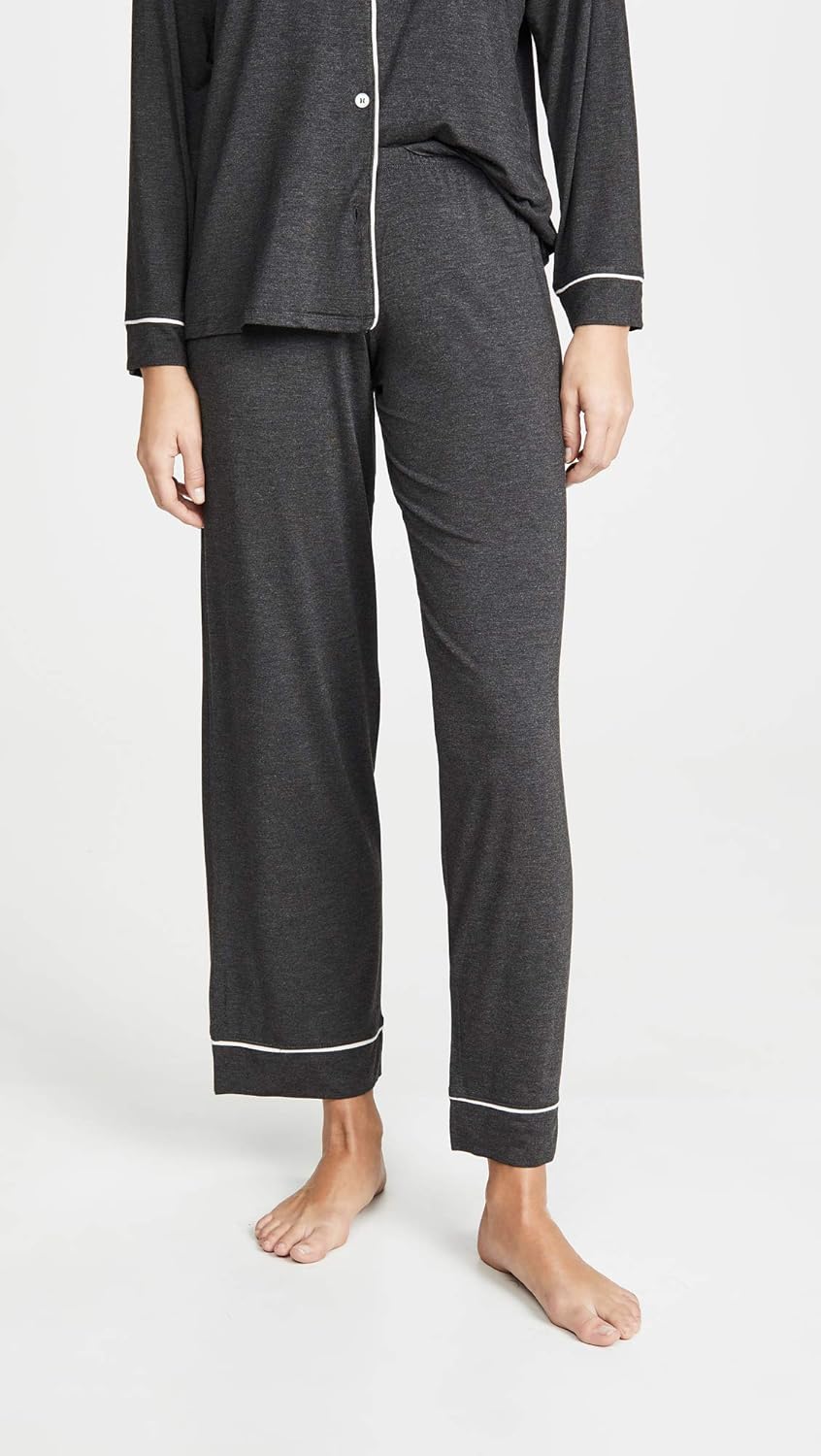 Eberjey Women's Gisele Long PJ Set Medium Charcoal Heather/Sorbet Pink