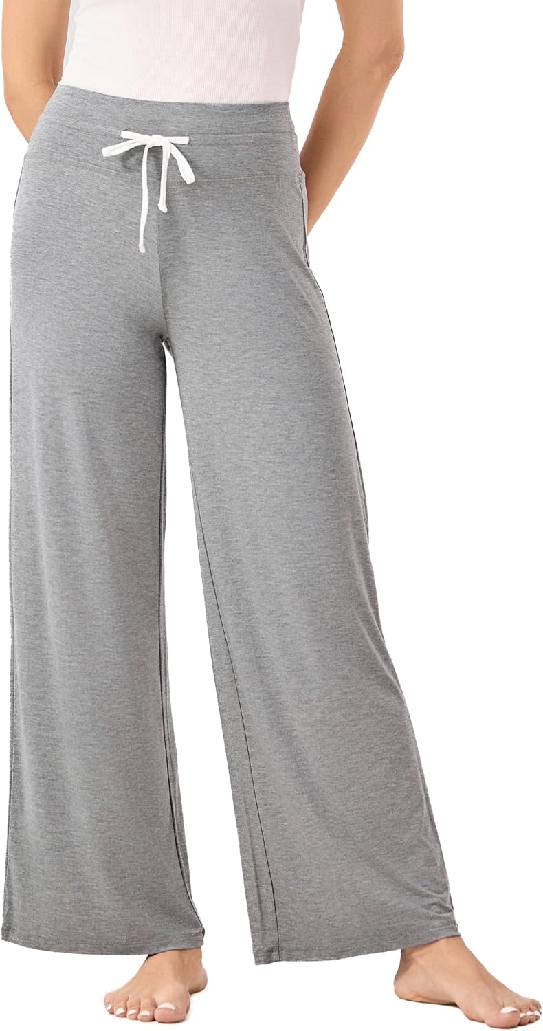 GYS Women Pajama Pants Wide Leg Drawstring Soft Sleep Pants, Viscose Made from Bamboo
