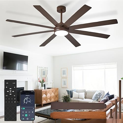 Miniatura 16 de Ventilador de Techo Grande con Luz: Ventilador Exterior de 100 Pulgadas - Ventilador de Techo Industrial con Control Remoto para Taller, Garaje,