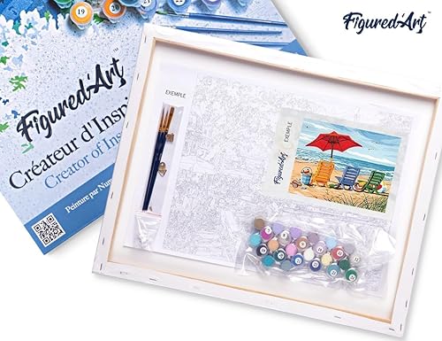 Vista 508 de Figured'Art - Juego de pintura por números, lienzo enrollado sin marco, para manualidades, para adultos, 16 x 20 pulgadas, jarrón de peonías