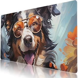 Durable and Washable Dog with Heart-Shaped Sunglasses Designed Mouse Pad 35.5 x 16 Inch, Non-Slip Rubber Base, Ideal for Easy Typing and Gaming
