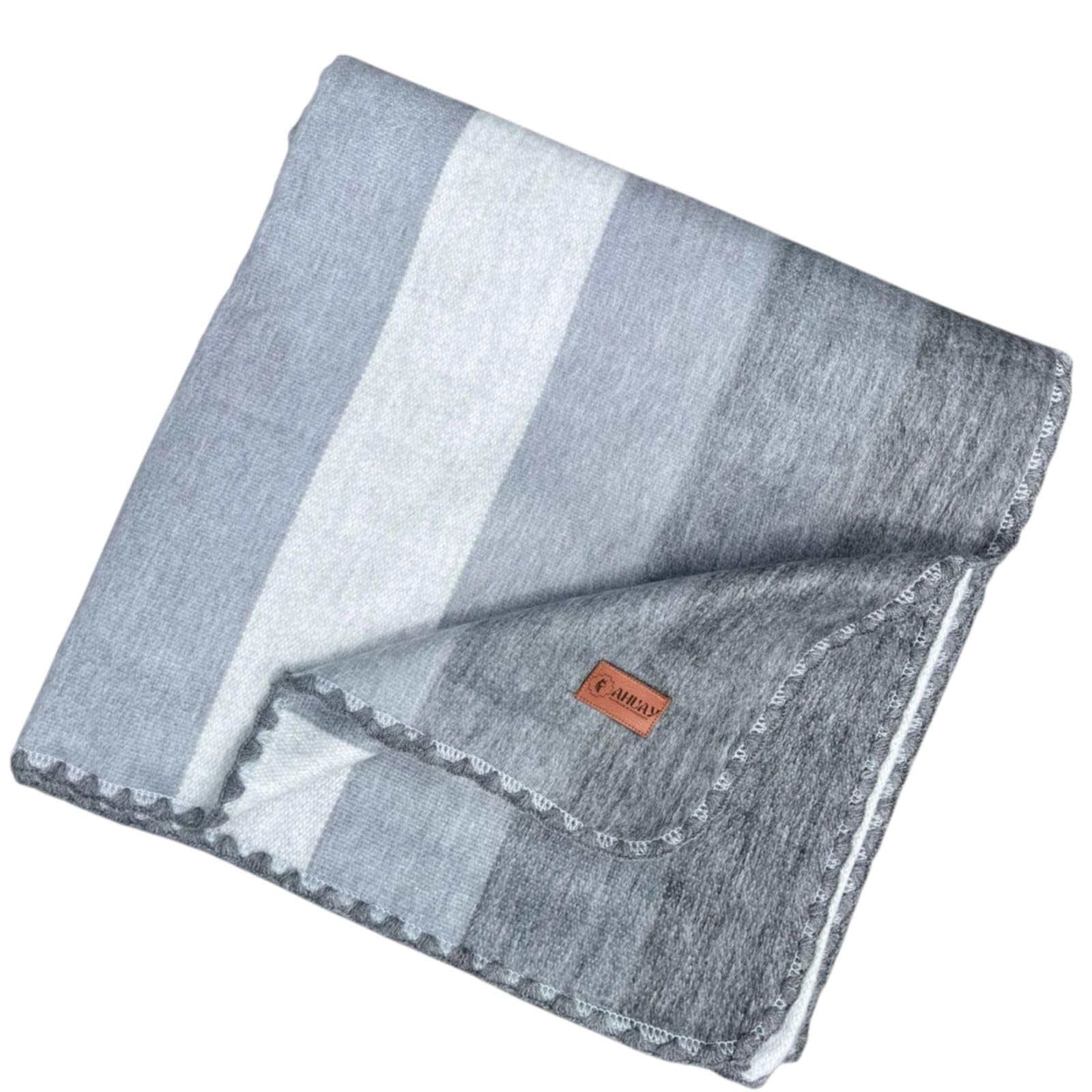 AHUAY Grey Striped Throw
