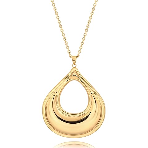 Long Pendant Necklace for Women Gold Plated Circle Long Chain Necklace Y Necklace Jewelry for Women
