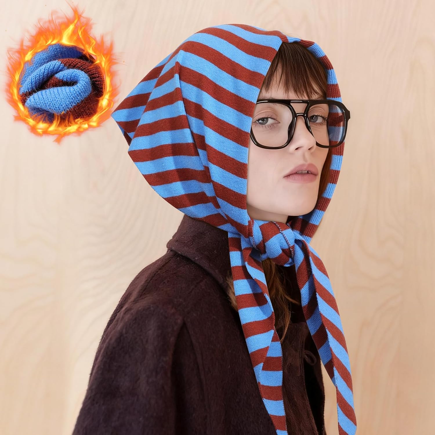 Knit Triangle Scarf for Women Y2k Head Scarf Warm Crochet Hair Bandana Winter Triangle Shawl - Image 3