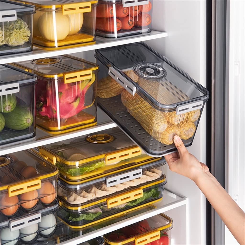 Contenedor de Caja de Almacenamiento para refrigerador con Caja de Almacenamiento sellada para desagüe de Frutas y Verduras Time Maker (Color : Gray, Size : 32.5 * 17.5 * 15.5cm)