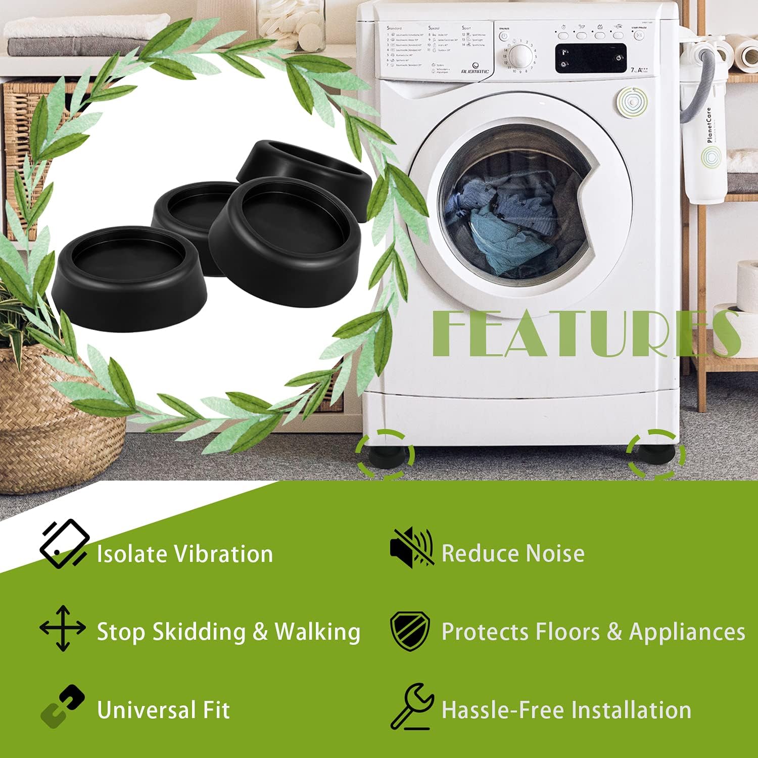 Anti Vibration Washing Machine Support Anti Slip Rubber Feet Pad Mat Base  JB6368 | eBay