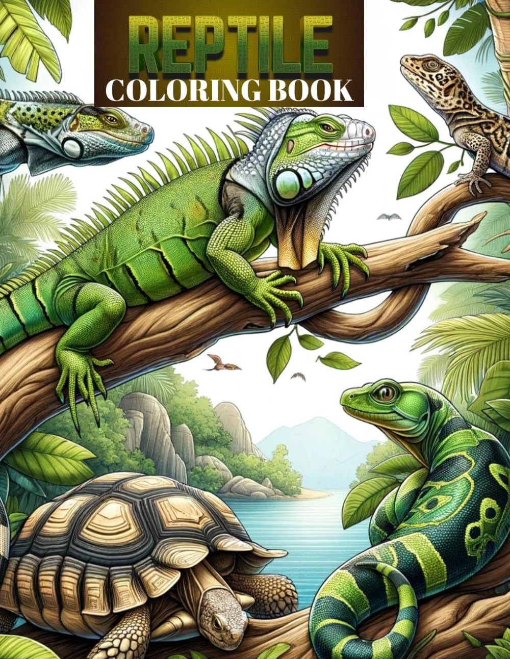 Reptile Coloring Book: Amazing Reptiles and Amphibians Coloring Book ...