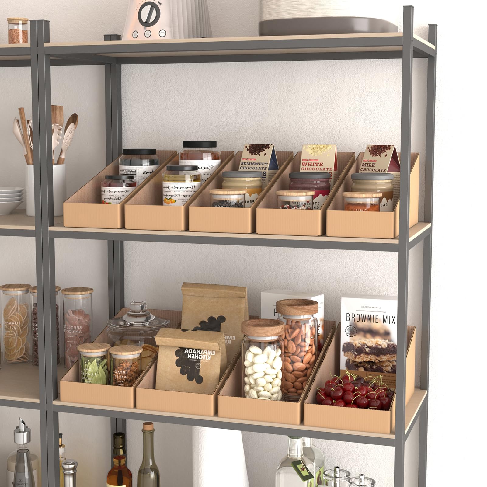 EXYGLO Contenitori in cartone, confezione da 35 scatole di cartone ondulato, 30 x 10 x 11,4 cm, per dispensa, scaffali, garage, ufficio, negozio, marrone