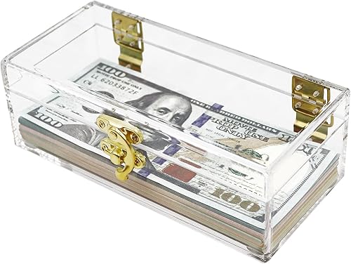 Caja de efectivo con cerradura de acrílico transparente, Hucha transparente, Caja de dinero para efectivo, Soporte de dinero, Organizador de