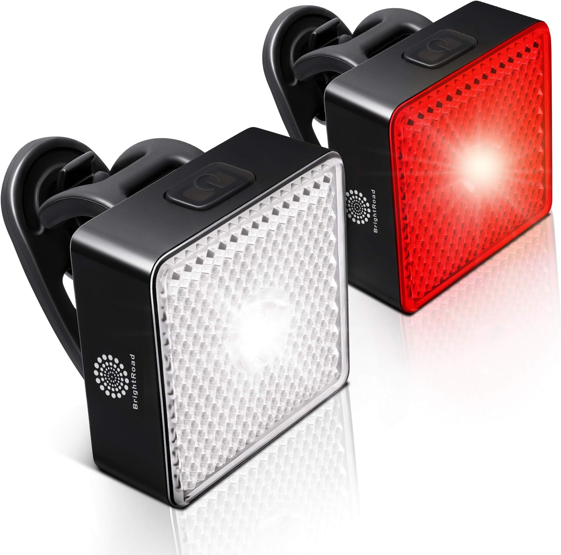 BrightRoad Auto On/Off Rechargeable Front 80 & Back 40 Lumens Bike Light Set IPX6 Waterproof LED Headlight & Tail Flashlight for Bikes with Build -in Reflectors, Bicycle Lights with 220° Visual Angle
