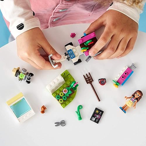 Miniatura 6 de LEGO Friends Olivia's Flower Garden 41425 Juguete de construcción para niños; este jardín de juegos viene con 2 figuras construibles, Friends Olivia