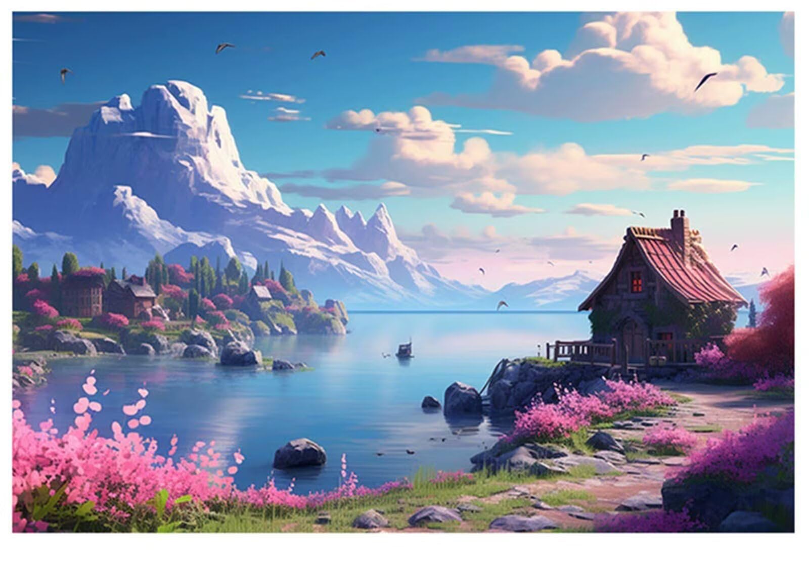 Krajobraz domku nad morzem Puzzle 2000 sztuk,Puzzle DIY dla dorosłych,Klasyczne puzzle dla dorosłych Kreatywna rozrywka, wymagające gry