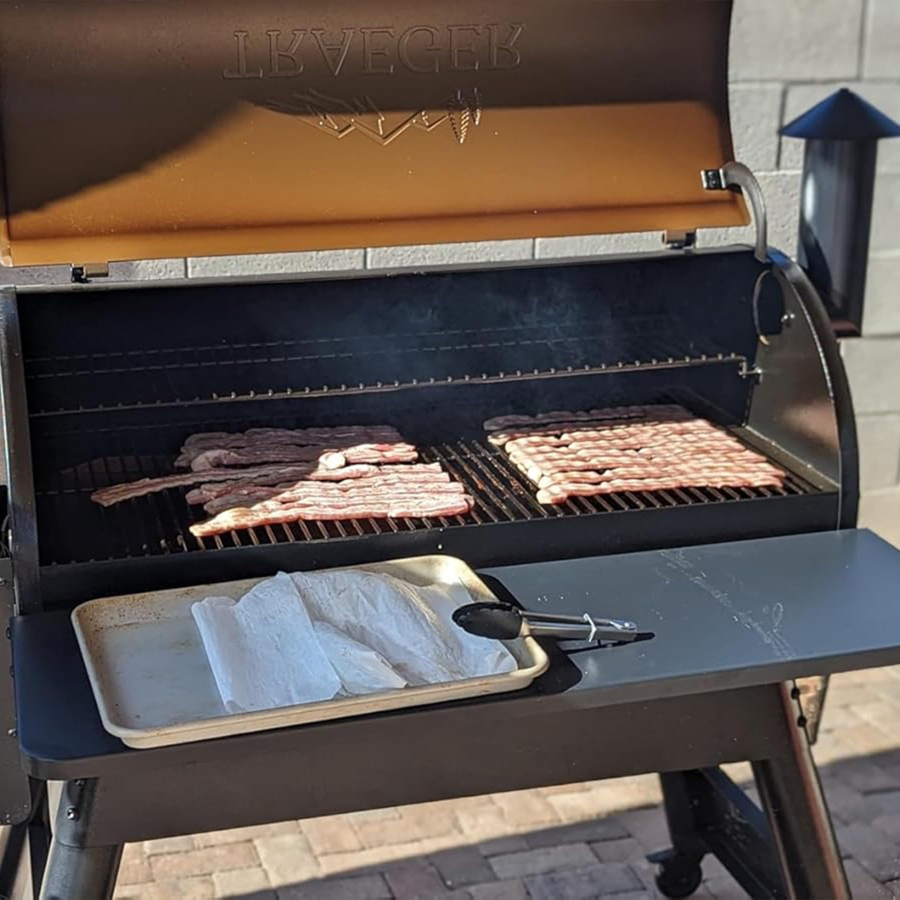 QuliMetal Étagère Avant Pliable Pour Barbecues à Granulés Traeger Pro 780 Et Ironwood 885 - Accessoire De Barbecue En Acier, Compatible Avec Traeger BAC442, Idéal Pour La Préparation Et Le Stockage