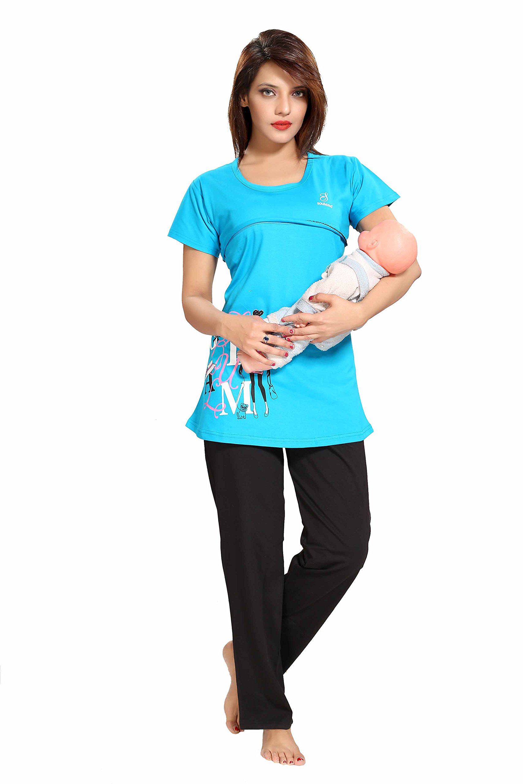soulemo Womens Premium Maternity Dress Feeding Nighty, Night Suits, Maternity WEAR, Maternity, Pregnancy Clothes for Women & Pregnant Women Clothes. 656-picture-22