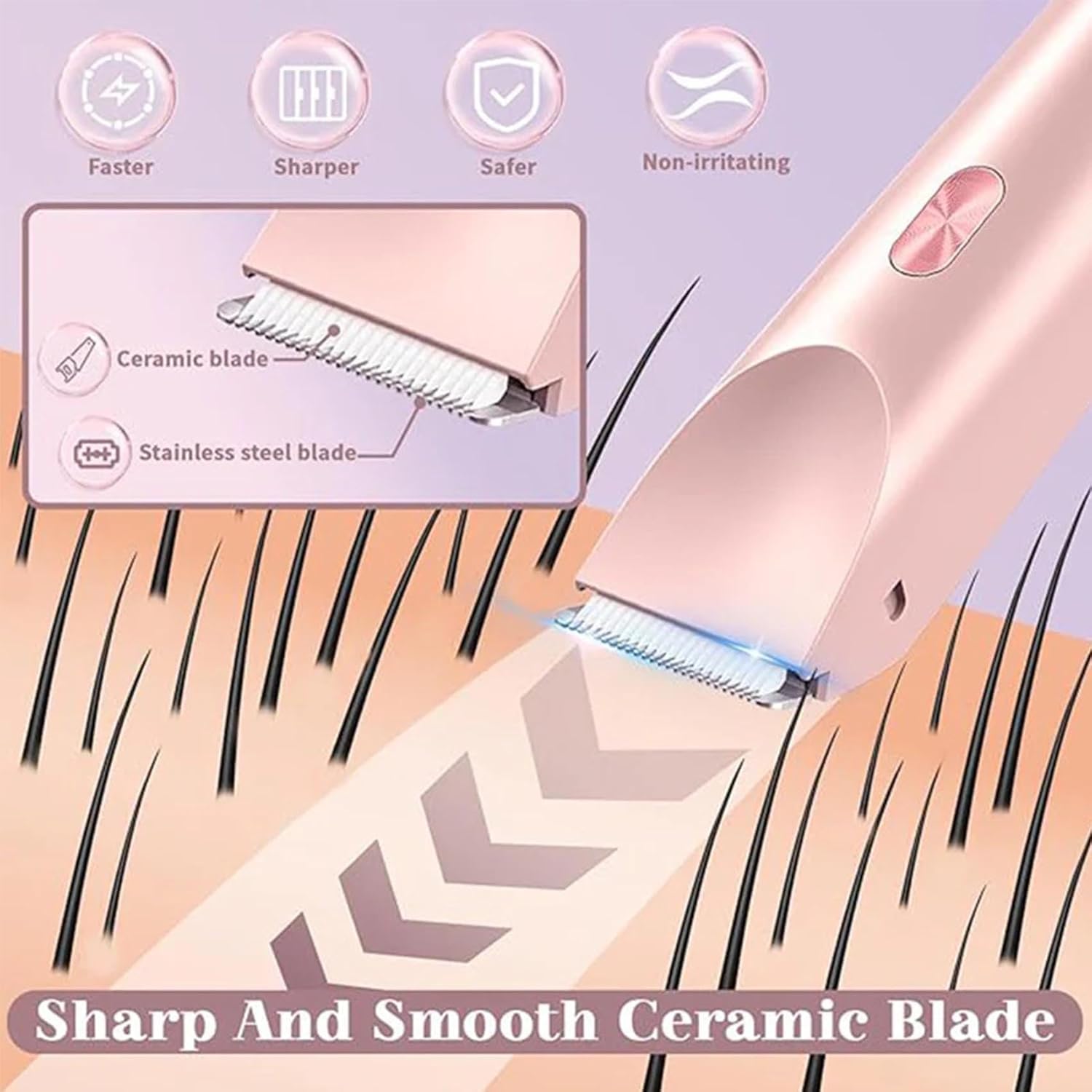 Rasoio a doppia testa da donna, 2 in 1, IPX7, impermeabile, ricaricabile, rasoio elettrico per donne, per pubico, bikini, ascelle, gambe, braccia, corpo viso