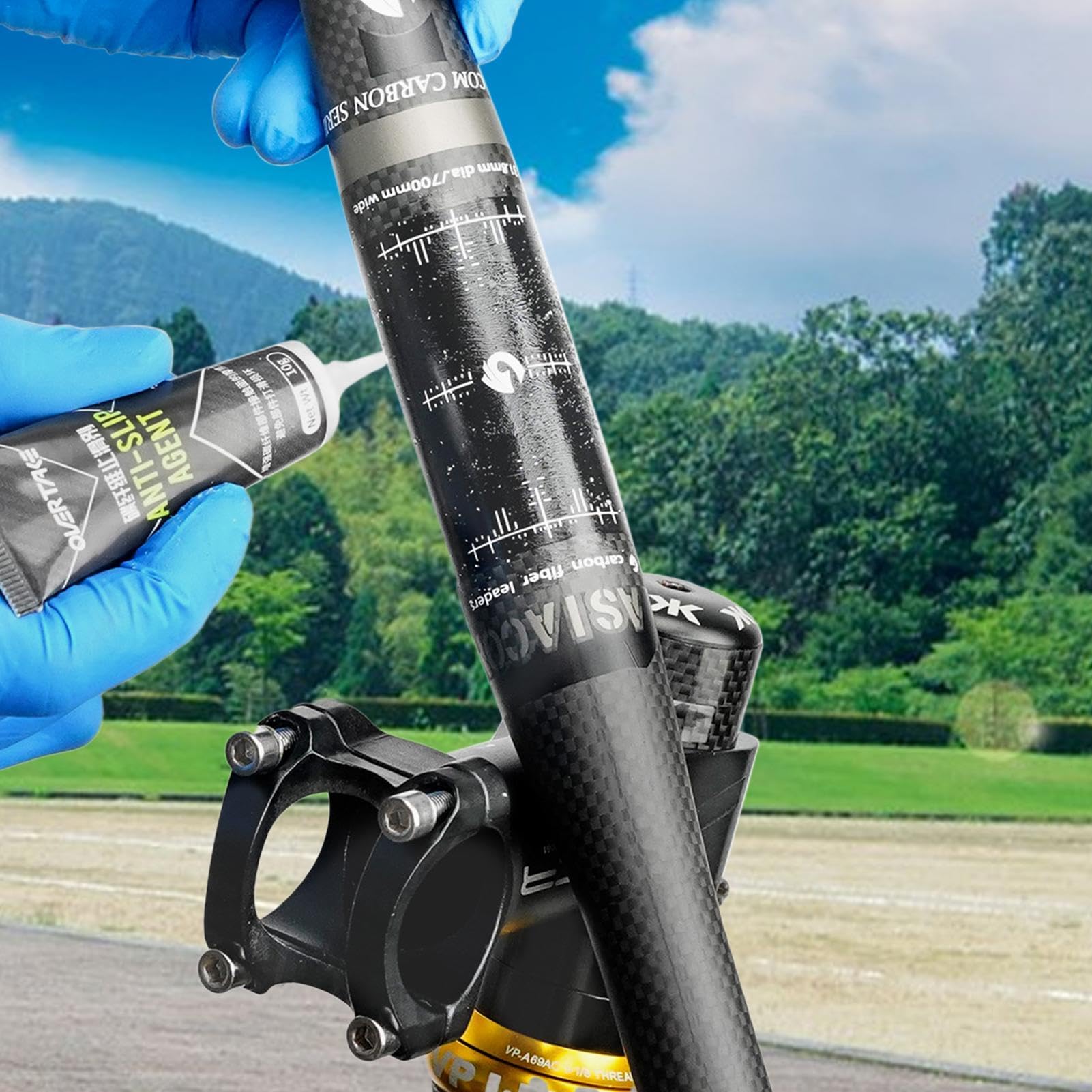 Pasta di carbonio - Agente antiscivolo in fibra di carbonio | Grasso ad attrito aumentato efficace | Pasta per attrito al carbonio | Grasso al carbonio per sedili di biciclette da mountain