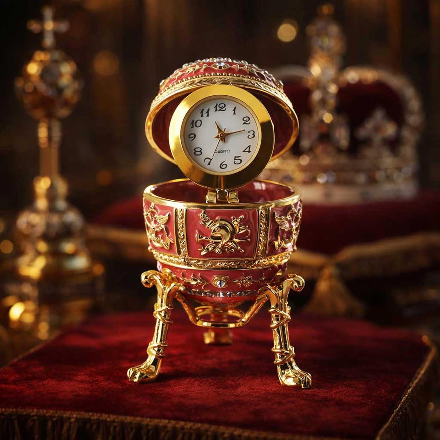 BestPysanky Pink Enamel Royal Inspired Imperial Easter Egg with Surprise