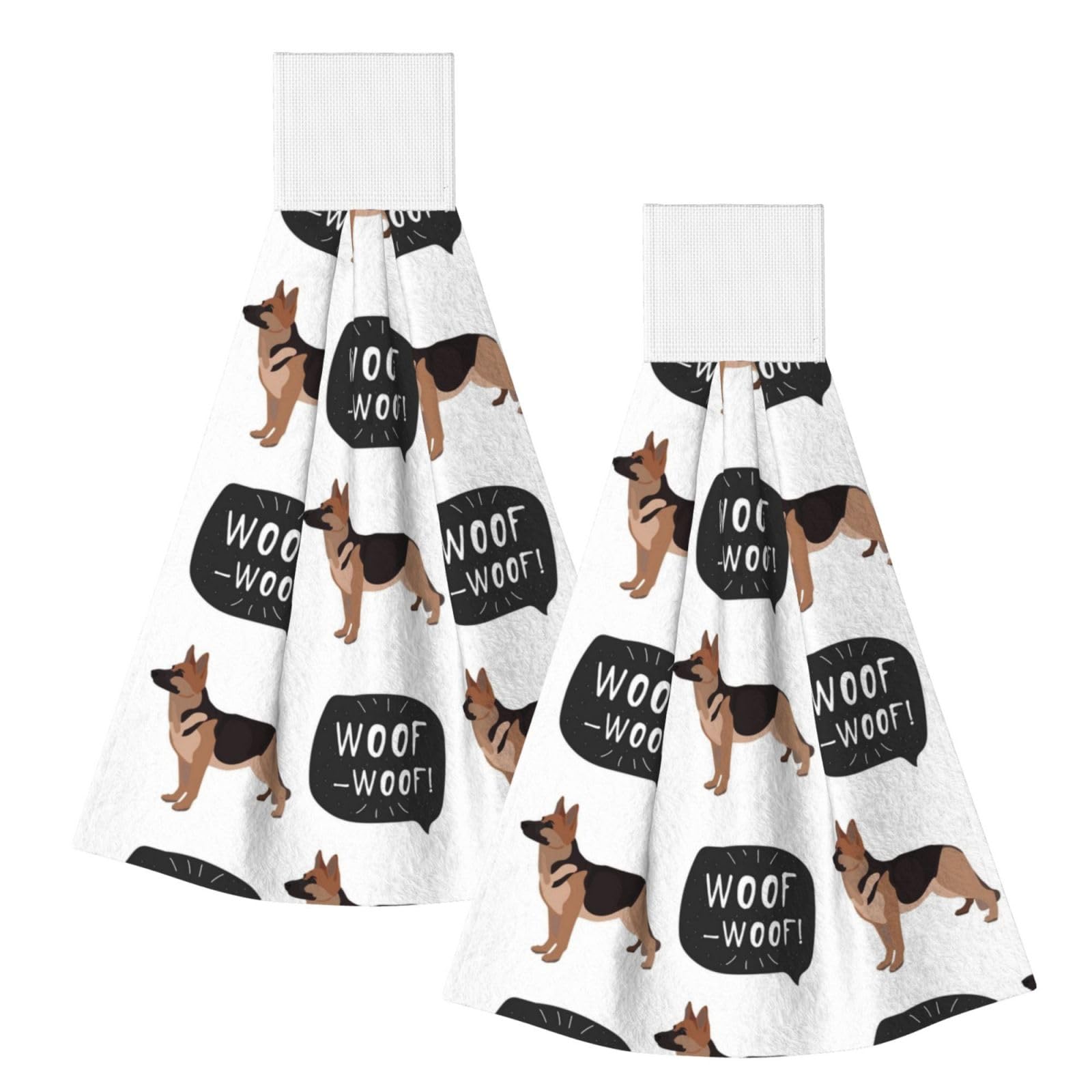 DOPKLNA Dog German Shepherd, 2 Pcs Hanging Coral Fiber Hand Towels for Bathroom, Absorbent Kitchen Towels