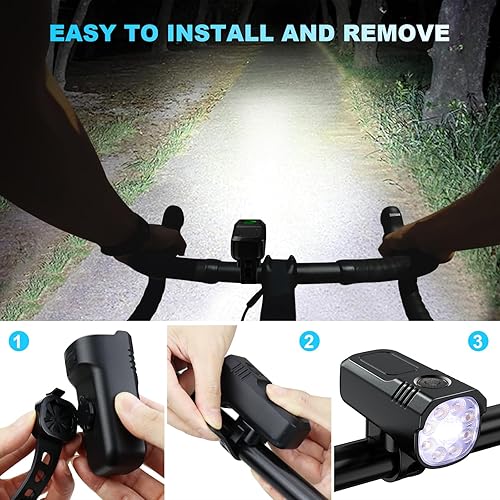 Miniatura 5 de Luces de bicicleta recargables por USB, IP65 impermeable para bicicleta y luces traseras para ciclismo de montaña, luces LED ultra brillantes para