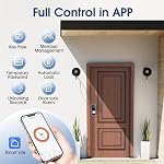 ELAMOR Smart Fingerprint Door Lock, 6-in-1 Keyless Entry Door Lock with Bluetooth App Control, Touchscreen Keypad, Easy to Install, Automatic Locking, Smart Deadbolt for Home Use, ANSI Grade 3