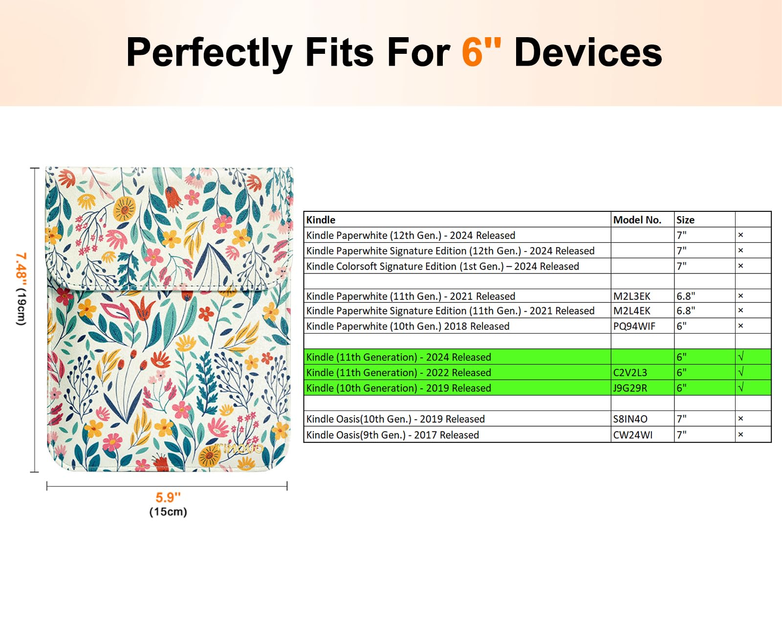 TiMOVO 6 Inch Sleeve for All E-Reader Book, 11th Generation 2024/2022 - Image 2