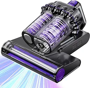 Mattress Vacuum, Bed Vacuum Cleaner with 16Kpa Suction 253.7nm UV-C Light, 145°F Heat & 30000 RPM/Min Tapping, HEPA Filter & Ultrasonic, 600W Powerful Vacuums for Bed, Sofa, Couch(Corded)