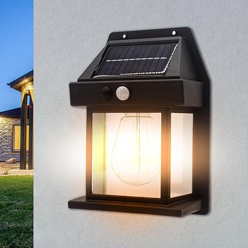 Luces solares impermeables al aire libre, 3 modos de luz de seguridad con sensor de movimiento del atardecer al amanecer, luces de pared alimentadas