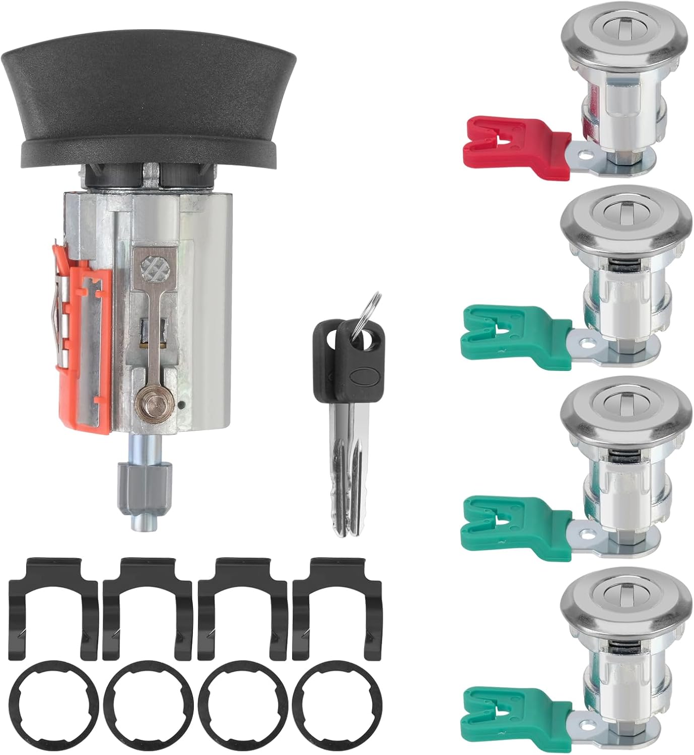 Ignition Switch Lock Cylinder Door Lock Cylinder Compatible with 1997-2020 Ford Econoline E150 Van E250 Van E350 Van Replace OE# LC6177 + 703369 + 597638 (No Chip)