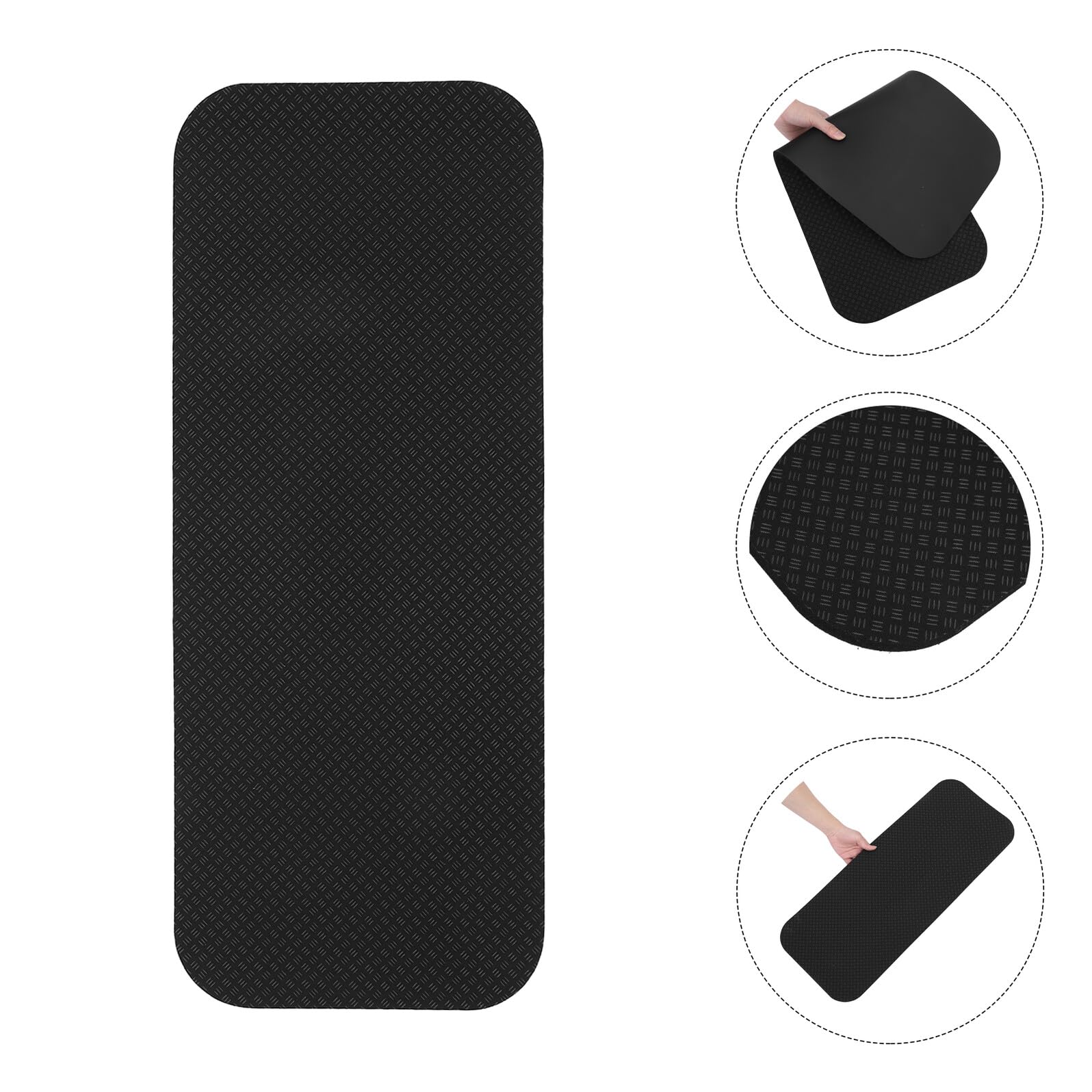 ORFOFE Alfombrillas Antideslizantes para Máquinas de Ejercicio 2 Piezas, Colchonetas Amortiguadoras 28x70x0.8 Cm Negras para Cinta de Correr y Bicicleta Estática, Absorción de