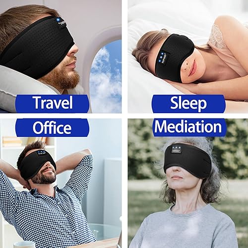 Miniatura 8 de TOPOINT Máscara para dormir con auriculares Bluetooth, máscara de ojos de seda transpirable para dormir para hombres y mujeres, máscara para dormir