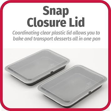 GoodCook Set of 2 Nonstick Steel 13 x 9 Cake Baking Pans with Covers, Gray